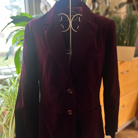 Vintage merlot velvet single breasted blazer - Picture 2 of 5
